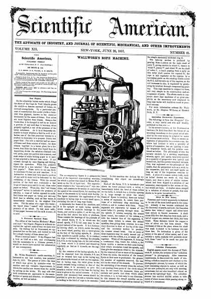 Scientific American - June 20, 1857 (vol. 12, #41)
