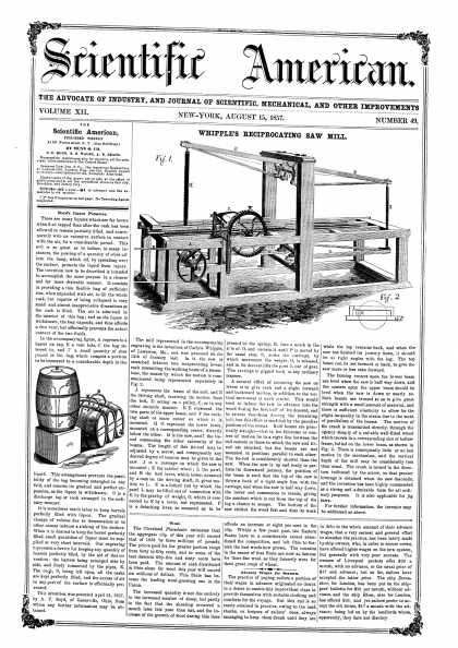 Scientific American - Aug 15, 1857 (vol. 12, #49)