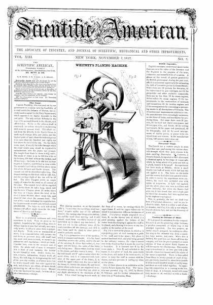 Scientific American - Nov 7, 1857 (vol. 13, #9)