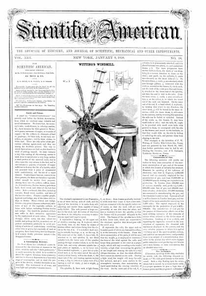 Scientific American - Jan 9, 1858 (vol. 13, #18)