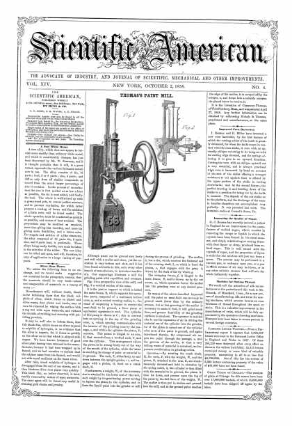Scientific American - Oct 2, 1858 (vol. 14, #4)