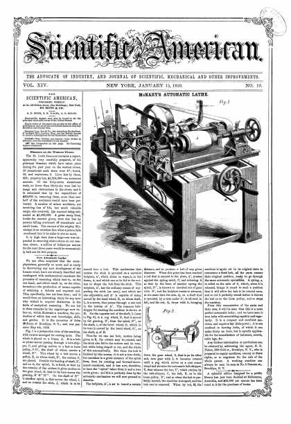 Scientific American - Jan 15, 1859 (vol. 14, #19)