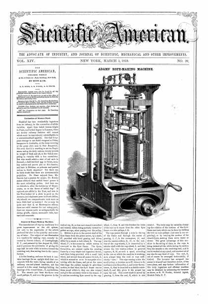 Scientific American - Mar 5, 1859 (vol. 14, #26)