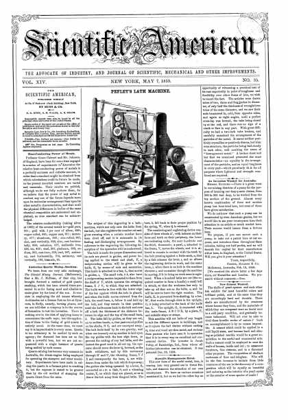 Scientific American - May 7, 1859 (vol. 14, #35)
