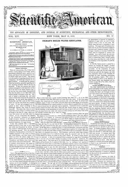 Scientific American - May 21, 1859 (vol. 14, #37)