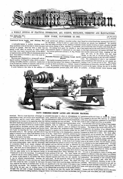 Scientific American - Nov 25, 1865 (vol. 13, #22)