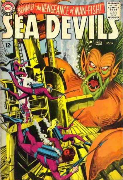 Sea Devils 24 - Man-fish - Beware - Aug No24 - Scuba Divers - Spear