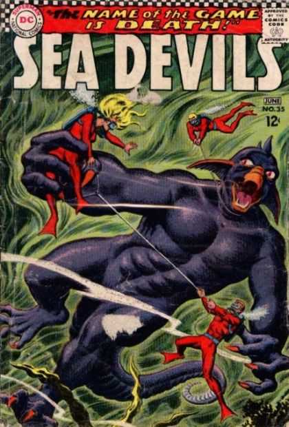 Sea Devils 35 - Comics Code - The Name Of The Game Is Death - Battle - Aqualangs - Monster - Carmine Infantino, Jack Adler