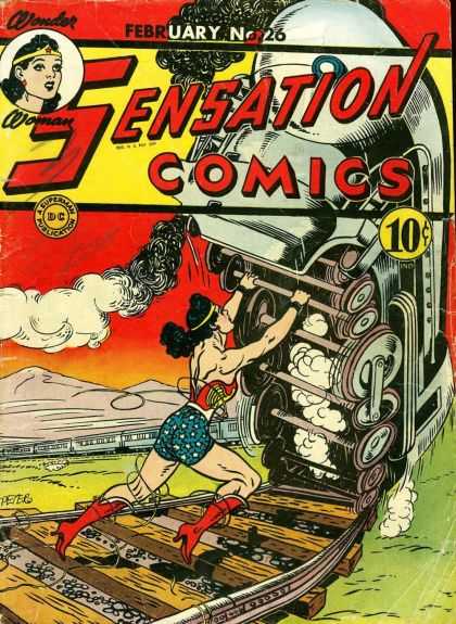 Superwoman - Train - Railroad Tracks - No 26 - Lasso Sensation Comics 26 - Superwoman - Train - Railroad Tracks - No 26 - Lasso