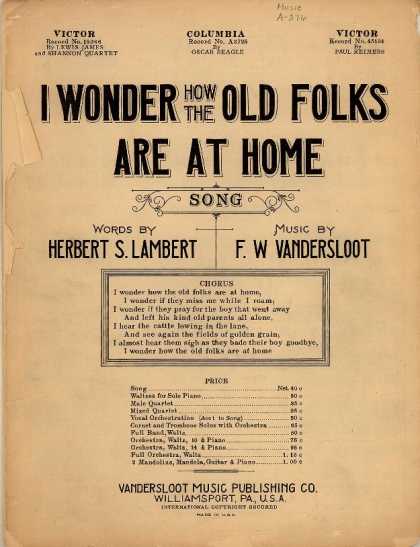 Sheet Music - I wonder how the old folks are at home