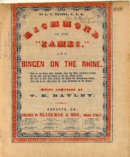 Sheet Music - Richmond on the James; Bingen on the Rhine