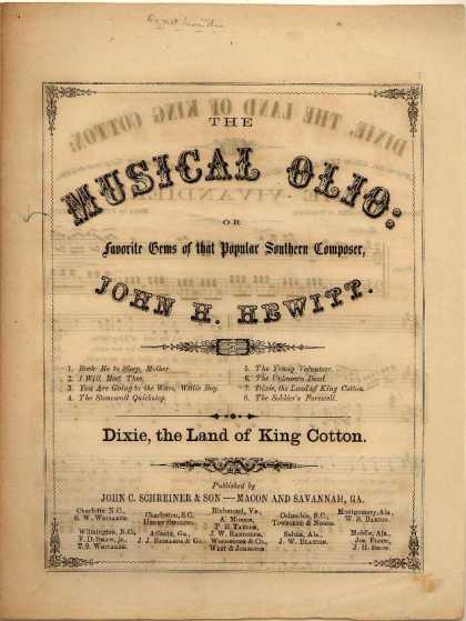 Sheet Music - Dixie, the land of King Cotton