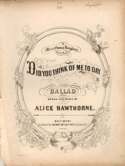 Sheet Music - Did you think of me to day!