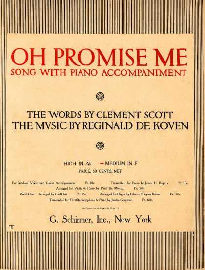 Sheet Music - Oh promise me; op. 50