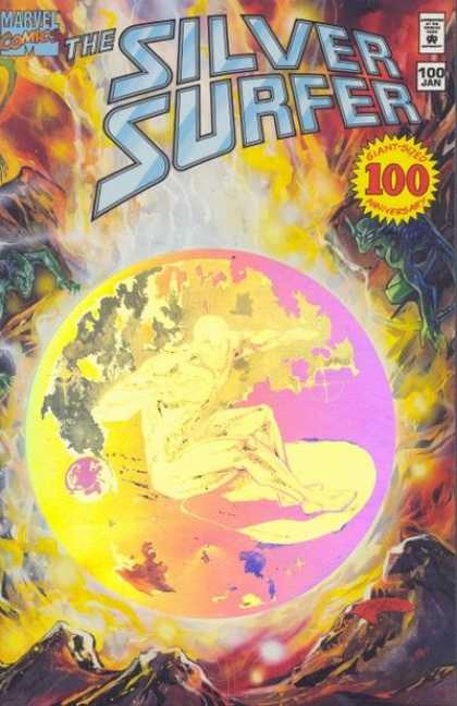 Silver Surfer (1987) 100 - Marvel Comics - Purple Moon - Giant-sized - 100 Anniversary - Lava