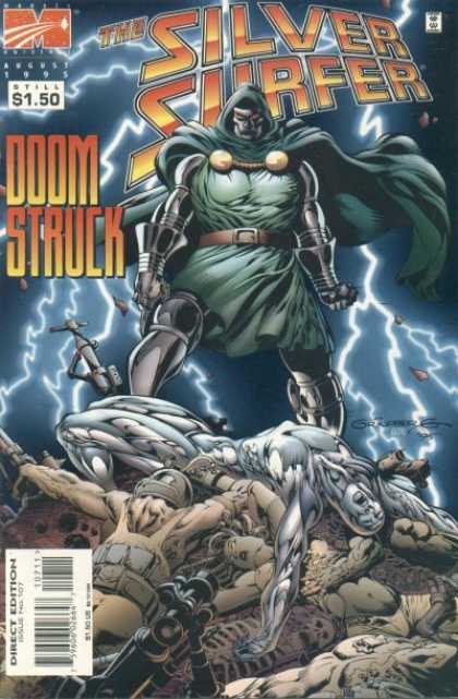 Silver Surfer (1987) 107 - Silver Surfer - Doctor Doom - Lightning Bolts - Lying Unconcious - Bodies