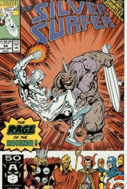 Silver Surfer (1987) 54 - Rage Of The Rhino - Issue 54 - Rhino Man On Front - 50 Year Anniversary - Infinity Gauntlet - Ron Lim