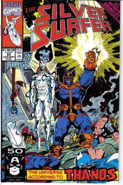 Silver Surfer (1987) 55 - Space - Thanos - Infinity Gauntlet - Subdued - Captain America - Ron Lim
