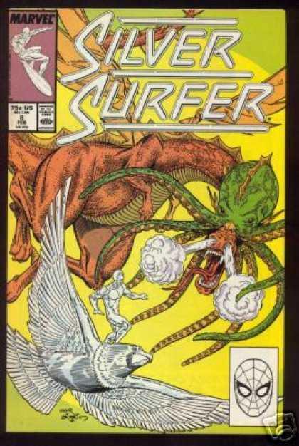 Silver Surfer (1987) 8 - Silver Hawk - Flying Dragon - Steaming Nostrils - Wings - Octopus Like Whiskers - Terry Austin