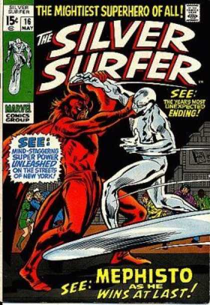 Silver Surfer 16 - Comics Code - The Mightiest Superhero Of All - Marvel - The Years Most Unexpected Ending - Battle - John Buscema