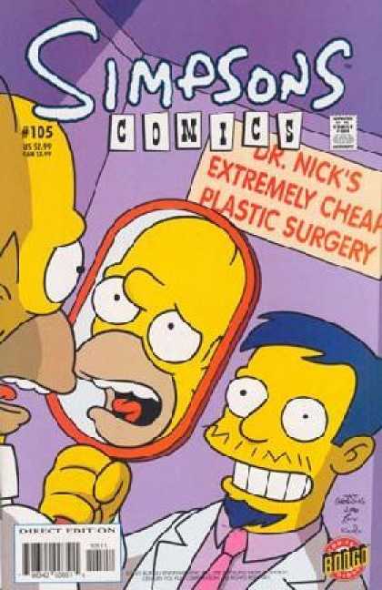 Simpsons Comics 105 - Simpsons - Homer - Upside Nose - Dr Nick - Plastic Surgery