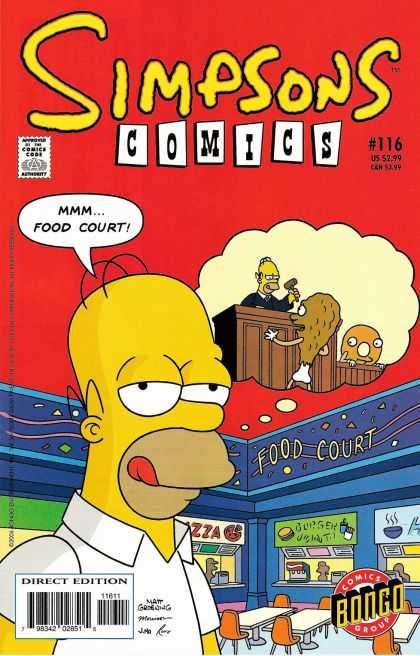 Simpsons Comics 116 - Comics Code Authority - Speech Bubble - Homer - Food Court - Chicken Drumstick - Bill Morrison, Jason Ho