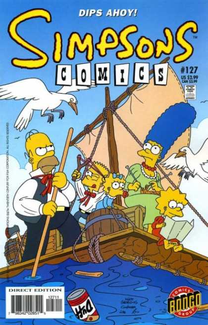 Simpsons Comics 127 - Dips Ahoy - On A Raft - Stranded At Sea - Family Isolated - Satire