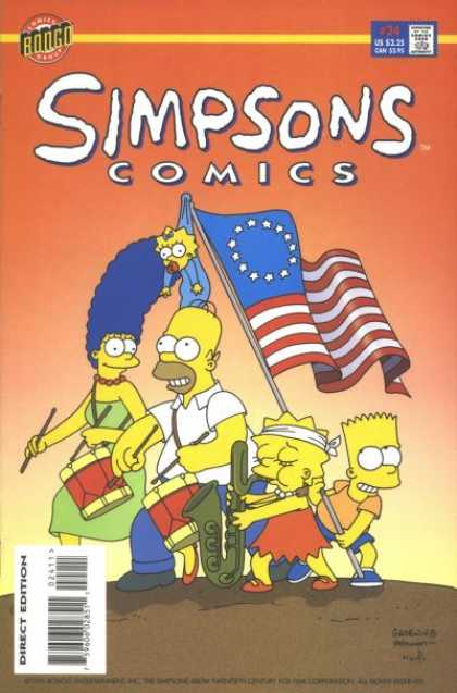 Simpsons Comics 24 - Saxophone - Tall Blue Hairdo - Drums And Drum Sticks - Flag On Pole - Maggie Hangs On Flag - Bill Morrison, Matt Groening