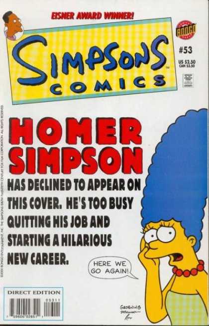 Simpsons Comics 53 - Marge Simpson - Homer Simpson - Eisner Award Winner - Here We Go Again - New Career