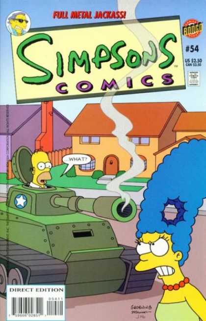 Simpsons Comics 54 - Full Metal Jackass - Homer - Marge - Tank - Hole In Hair