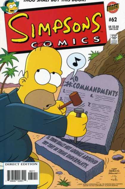 Simpsons Comics 62 - Bart - 10 Commandments - Singing - Nail - Underpants