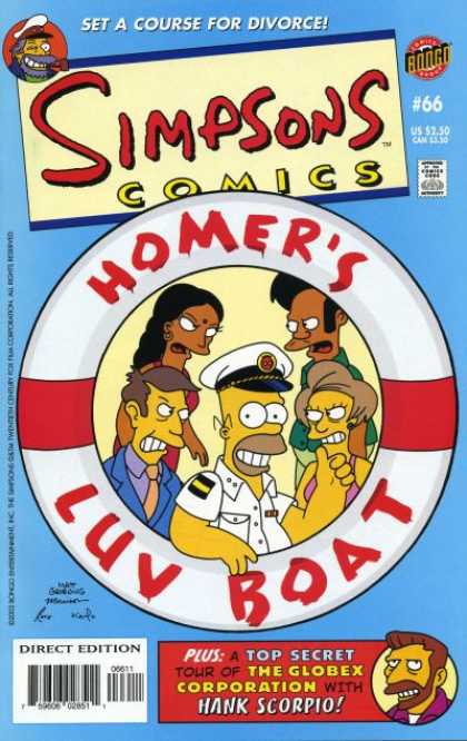 Simpsons Comics 66 - Set A Course For Divorce - Captain - Bongo - Approved By The Comics Code - Homers Luv Boat