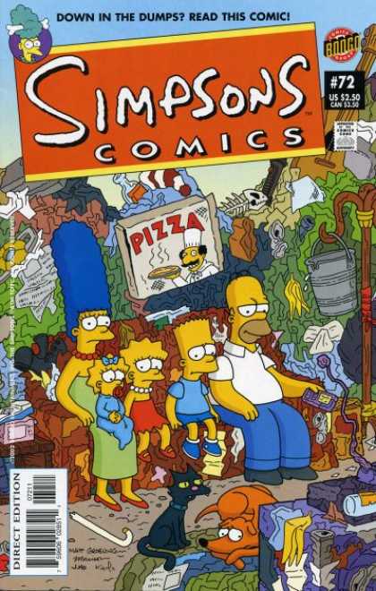 Simpsons Comics 72 - Down In The Dumps - Pizza - Bucket - Hat Stand - Fish Bones