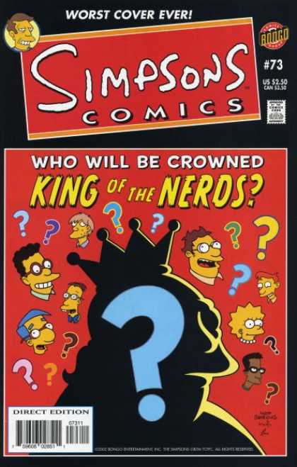 Simpsons Comics 73 - Worst Cover Ever - Approved By The Comics Code Authority - Bongo - Direct Edition - King Of The Neros
