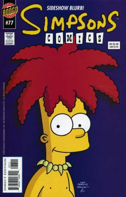 Simpsons Comics 77 - Sideshow Bob - Bongo - Bart - Big Hair - Blurb