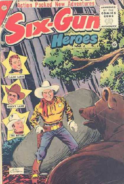 Six-Gun Heroes 36 - Comics Code Authority - Action Packed - New Adventures - Lash Larue - Rocky Lane