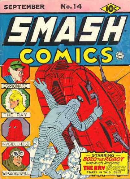 Smash Comics 14 - Espionage - The Ray - Bozo The Robot - Wings Windall - Hugh Hazzard