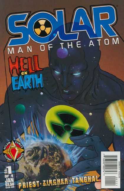 Solar: Hell on Earth 1 - Acclaim Comics - Valiant Heroes - Fan Symbol - Dark Figure - Chriscross