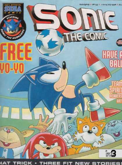 Sonic the Comic 133 - Sega Comics - Free Yo-yo - Have A Ball - Team Spirit - Hat Trick