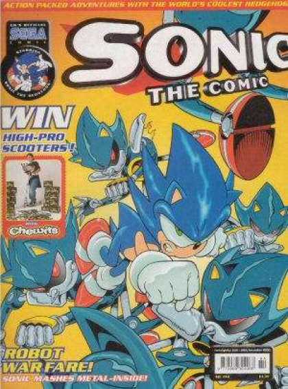 Sonic the Comic 194 - Sega - High-pro Scooters - Robot Warfare - Chewits - Hedgehog