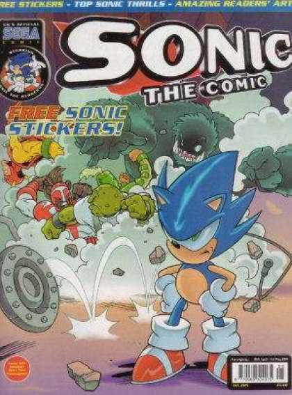 Sonic the Comic 205 - Stickers - Sega - Creatures - Rocks - Clouds