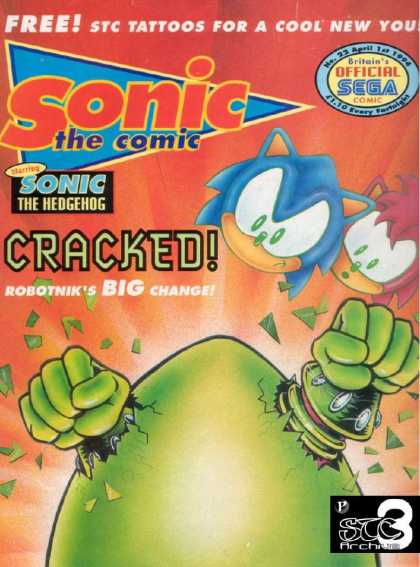 Sonic the Comic 22 - Sega Comic - Cracked - The Hedgehog - Free Stc Tattos For A Cool New You - No22 April