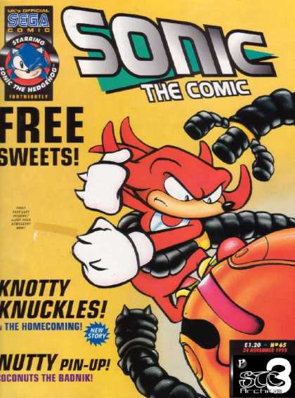 Sonic the Comic 65 - Sega - Free Sweets - Knotty Knuckles - Nutty Pin-up - Fist