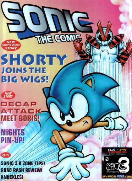 Sonic the Comic 90 - Shorty - Big Wigs - Meet Boris - Decap Attack - Nights Pin-up