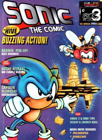 Sonic the Comic 91 - Hive - Buzzing Action - Decap Attack - Captain Plunder - Buzz Bomber