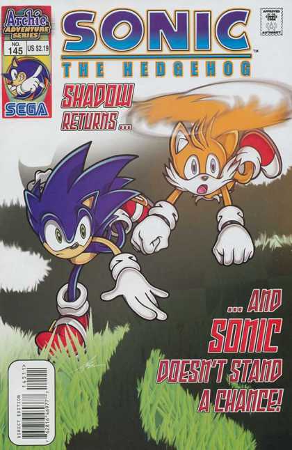 Sonic the Hedgehog 145 - Archie Adventure Series - Sega - Approved By The Comics Code - Shadow Returns - Grass