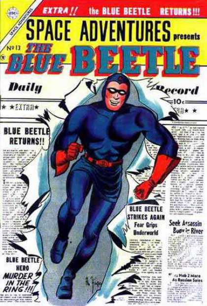 Space Adventures 13 - The Blue Beetle - Blue Beetle Returns - Newspaper - Headlines - Murder In The Ring