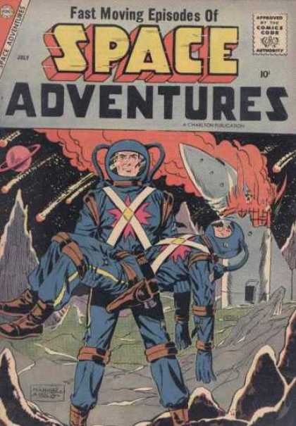 Space Adventures 24 - Fast Moving Episodes - Approved By The Comics Code - July - Battle - Hero