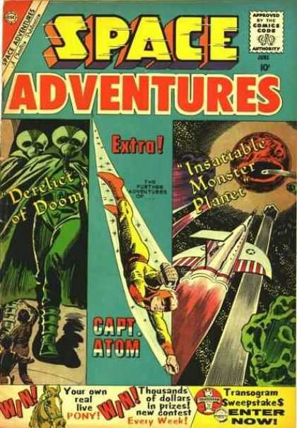 Space Adventures 34 - Outerspace - Aliens - Capt Atom - Derelict Of Doom - Insatiable Monster Planet