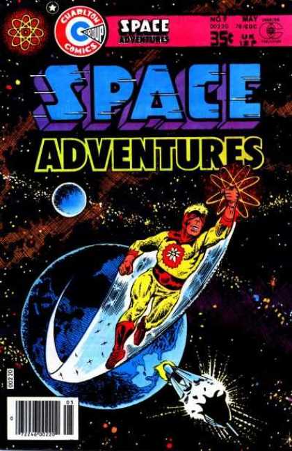 Space Adventures 68 - Charlton Comics - Blue Planet - Yellow Suit - Yellow Hair - Red Boots